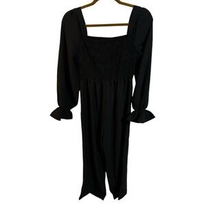 Black Ruffled Sleeve Jumpsuit